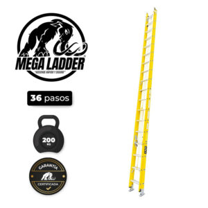escalera telescópica fibra de vidrio 36 pasos c/carga 200kg megaladder