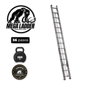 escalera telescópica aluminio 32 pasos c/carga 200kg mega ladder