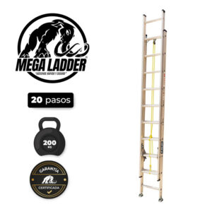 escalera telescópica aluminio 16 pasos c/carga 200kg mega ladder (copia)