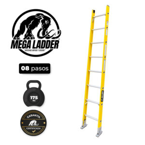 escalera arrimo en aluminio 8 pasos cap carga 150kg mega ladder (copia)