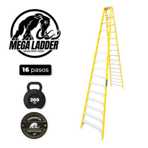 escalera d/acceso en fibra de vidrio 16 pasos, carga 200kg mega ladder