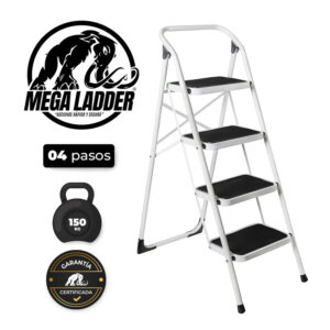 escalera taburete 4 pasos de acero c/carga 150kg mega ladder