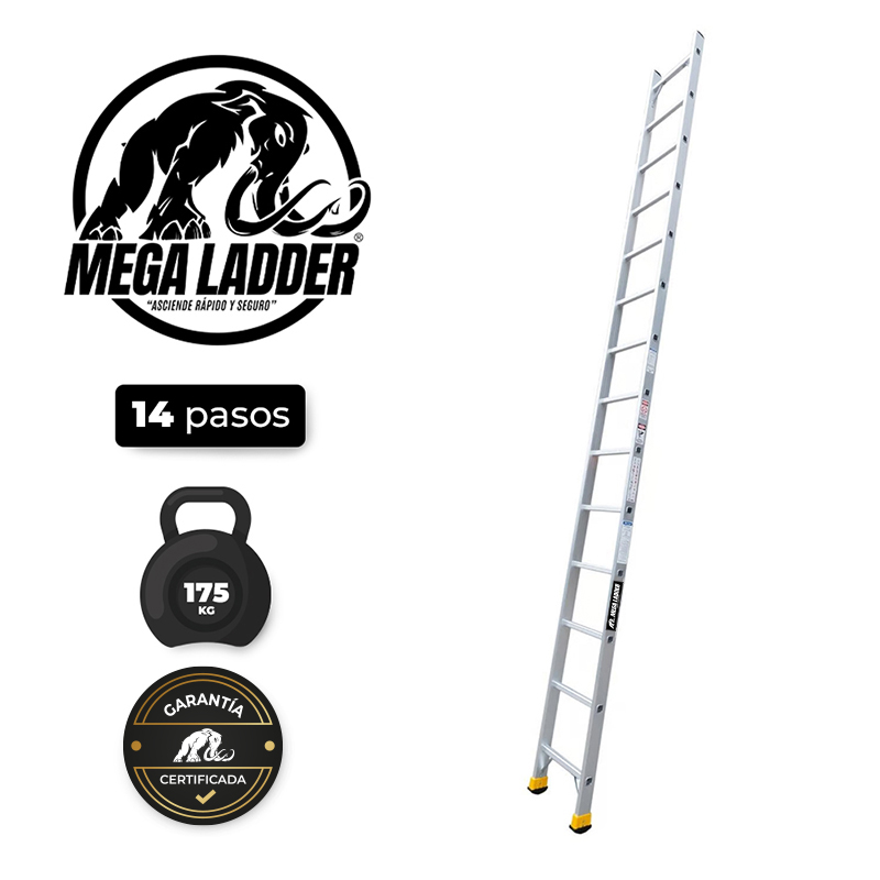 escalera arrimo en aluminio 14 pasos cap carga 150kg mega ladder escalera arrimo en aluminio 14 pasos cap carga 150kg mega ladder