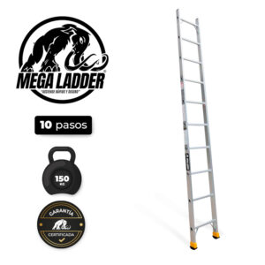 escalera arrimo en aluminio 10 pasos cap carga 150kg mega ladder