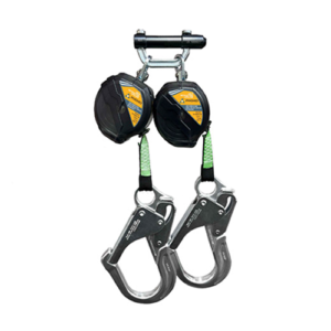 lÍnea retrÁctil doble (twin) 19 mm (3/4”) absorbedor interno · conector dual n 331 + gancho aluminio 61 mm 1.8 m (6 ft) x 2
