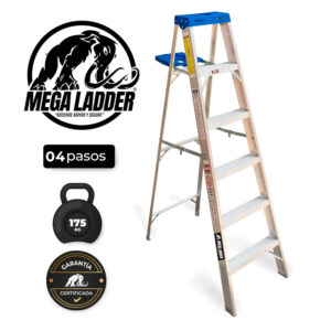 escalera tijera simple acceso 4 pasos aluminio megaladder