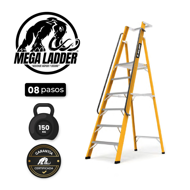 escalera plataforma de aluminio 7 pasos c/carga 150kg megaladder (copia) escalera plataforma de aluminio 7 pasos c/carga 150kg megaladder (copia)