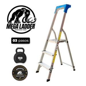 escalera banqueta 2 pasos aluminio megaladder